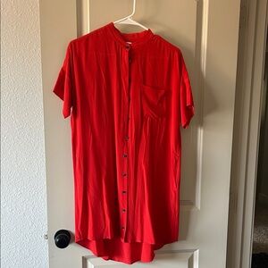 Red silk Button-Up dress